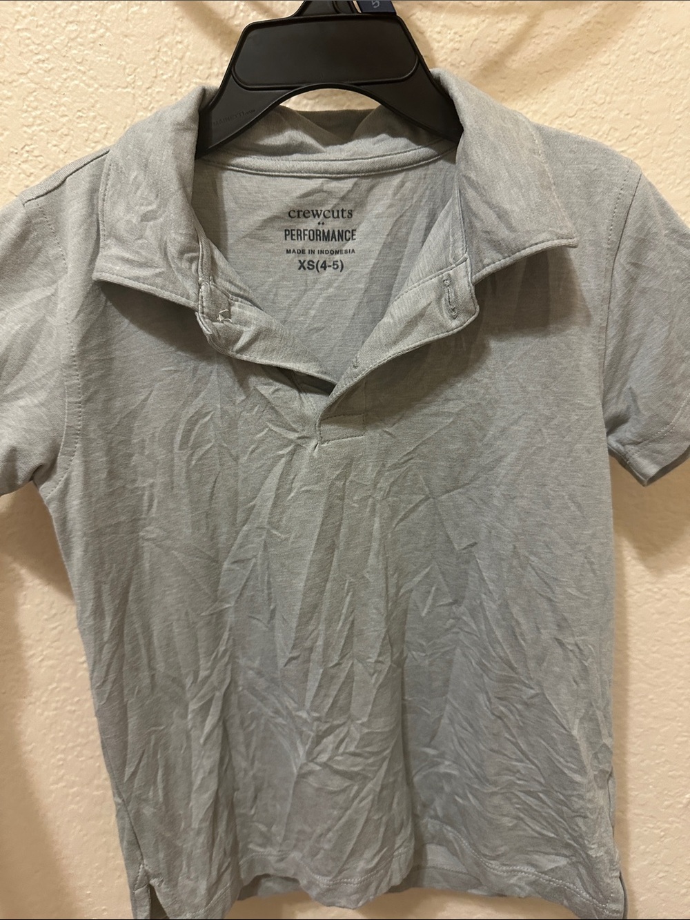 3/15$ Crewcuts Light Gray Performance Polo - Soft Short Sleeve